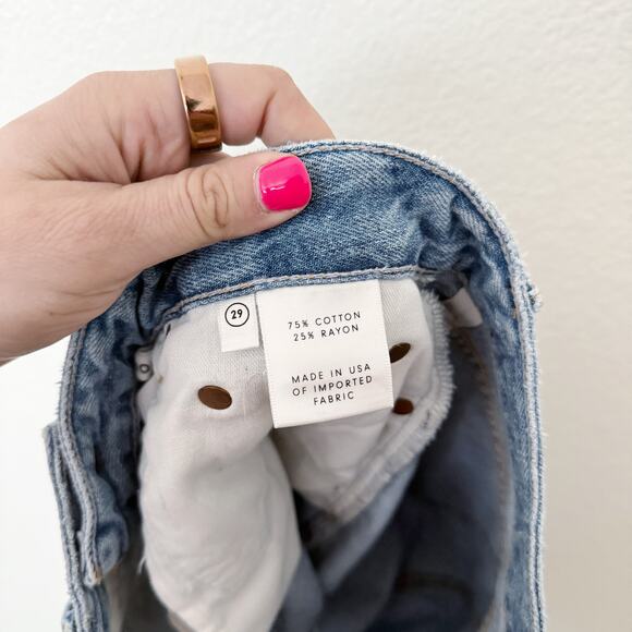 [GRLFRND] High Rise Frayed Hem Keep Talking Denim Cutoff Poppy Shorts Size 29 - Picture 11 of 12